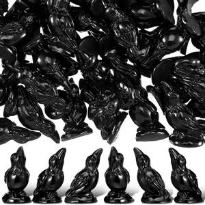 lot 2363 image: VioraWhite 50 Pcs Miniature Crows Figurines Mini Resin Crows Figures Black Raven Halloween Decor Tiny Resin Animals for Halloween Scene Desktop Miniature Landscape Potted Plants Decor