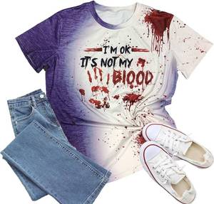 lot 2388 image: Halloween Shirts for Women Problem Solved T-Shirt Halloween Letter Print Tee Tops Small
