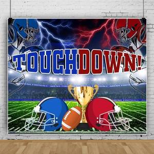 lot 2392 image: Football Photo Backdrop 10x8ft Touchdown Football Field Theme Party Decorations Supplies Large Football Photography Background Bowl Night Baby Shower Birthday Kids Adults Sport Photo Prop Booth