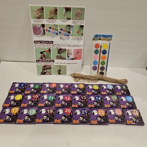 lot 2403 image: Halloween Advent Calendar 2025-24 Days Countdown Calendar Wooden Painting Kit with DIY Magnets,Halloween Crafts for Kids Teens Adults,Party Favors, Festive Home Decor and Gifts