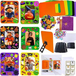 lot 2436 image: Winlyn 24 Sets Halloween Craft Kits DIY Halloween Picture Frame Decorations Art Sets Ghost Monster Jack-O-Lantern Fall Leaf Festive Foam Stickers Arts and Crafts for Kids Party Classroom Activities