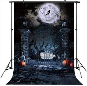 lot 2442 image: 5X7FT Halloween Backdrop Horror Manor Moon Pumpkin Ghost Happy Halloween Party Backdrops Vinyl Photo Studio Photo Portrait Photography Background DH-207