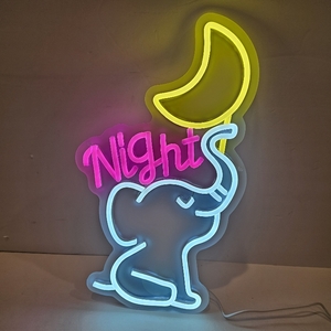 lot 2472 image: Elephant Neon Sign Moonlight Decor