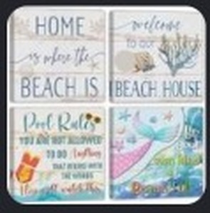 lot 2474 image: 4-Pack 16x16 Coastal Canvas Wall Art