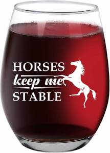 lot 2514 image: Lot of 5, Jogskeor Horses Keep Me Stable Stemless Wine Glass, Horse Gifts for Women15oz, Equestrian Gifts for Girls Horse Lovers, Cowgirls, Gifts for Birthday, Christmas