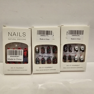 lot 2542 image: Lot of 3, Halloween Press on Nails Fake Nails