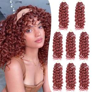 lot 2585 image: GoGo Curl 10 Inch Ocean Wave Crochet Braids 8 Packs Water Wave Crochet Hair Bohemian Beach Curl Crochet Braids Curly Crochet Hair Ginger Synthetic Curly Braiding Hair #350