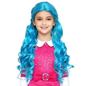 lot 2586 image: Long Wavy Blue with Silvery White Wigs Girls Halloween Party Accessories Costume Dress-up Cosplay Wig