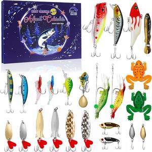 lot 2619 image: Artmag Fishing Advent Calendar - 24 Days Christmas Countdown Fishing Lures Set for Fisher Men Adult Teen Boys, Xmas Fishing Gifts for Father Boyfriend Husband