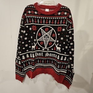 lot 2630 image: Funny Hail Santa Ugly Christmas Sweater, Snug Fit Breathable Crewneck, Mens Ugly Christmas Sweater for Holiday XL