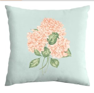 lot 2707 image: Hampton Bay 18 in. x 18 in. Outdoor Patio Throw Pillow in Pink Hydrangea (Set of 2) Retail $36