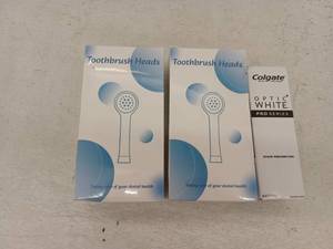 lot 10489 image: Colgate Optic White Pro Series Toothpaste And 2 Boxes Toothbrush Head Replacements