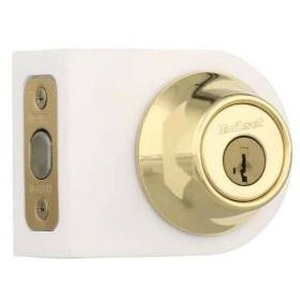 lot 10514 image: Kwikset 660 Deadbolt Bright Brass Model 5064905- 2 Pack