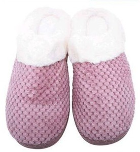 lot 10526 image: Cozy Adult Slippers, Pink And White