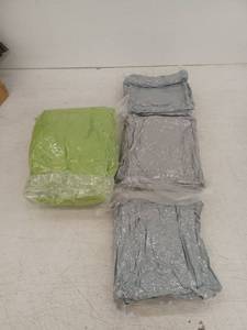 lot 10527 image: Christmas Tree Skirt Soft Faux Fur Lime Green, & 3 Pack Gray Shag non slip Rug, 22x34,