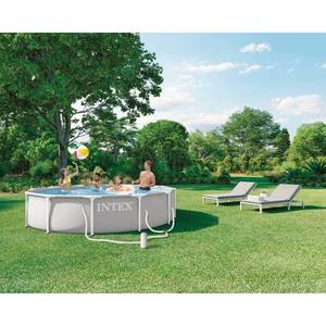 lot 17 image: Intex 12ft X 30in Prism Frame Premium Pool Set - Retail $300