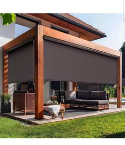 lot 28 image: 10W x 8H Integrated Outdoor Roller Shade for Sun & Privacy ProtectionAssembly Free Cordless Patio Blinds with 420GSM Fabric for 95% UV, Sun Shades Outdoor Patio for Porch, Gazebo, Balcony, Brown - Retail $259