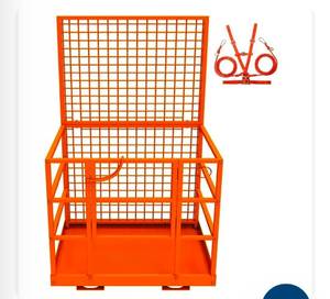 lot 36 image: Garvee Forklift Safety Cage, 43x45 Forklift Man Basket,1800 lb Capacity Forklift Work Platform with Safety Harness & Lock,Forklift Aerial Platform 2-Man Collapsible Lift Basket for Lifting Loader - Retail $538