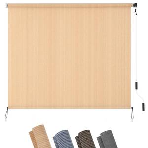 lot 50 image: KELIXU Patio Shades Roll Up Outdoor Blind, 10 W x 8 H Cordless Sun Shade Privacy Screen with 90% UV Protection Exterior Roller Shade Cloth for Porch Pergola Backyard Windows Balcony, Walnut - Retail $96