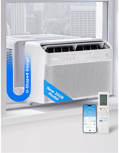 lot 54 image: Midea 6,000 BTU U Shaped Window Air Conditioner, Cools up to 250 Sq FtUltra Quiet U-Shaped Design, Inverter Control, Open Window Flexibility, AlexaGoogle Assistant, 37% Energy Savings, 2026 New - Retail $349