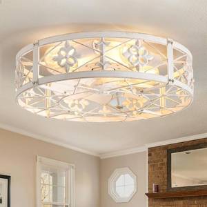 lot 4004 image: $90 ZYD Caged Ceiling Fan with Light, 20 Remote, Flush Mount