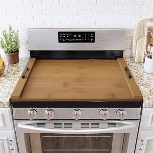lot 4010 image: $70 SpaceAid Noodle Board Stove Cover with Handles, Wood Tray