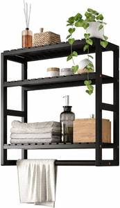 lot 4032 image: Galood Over-The-Toilet 3-Tier Wall Mounted Shelves Black