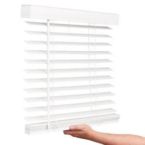 lot 4049 image: $124 Lotus & Windoware Cordless 2 Faux Wood, Blind, 47x72, Light Grey