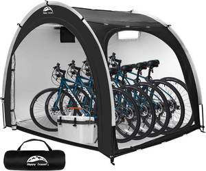 lot 4058 image: $89 Happy Travel Bike Storage Shed Tent, Outdoor Portable Bicycle Shed