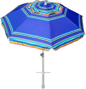 lot 4064 image: $50 AMMSUN 7ft Heavy Duty Beach Umbrella with Sand Anchor Tilt UPF50