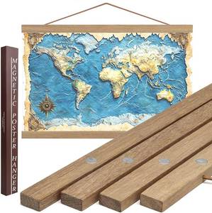 lot 4086 image: DACRI HOME 24-Inch Magnetic Poster Hanger Frame in Teak Wood