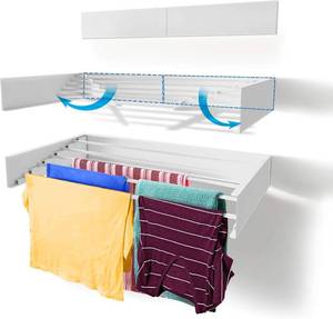 lot 4106 image: $55 Step Up Laundry Drying Rack 28-Inch White, Wall Mounted, 40lbs