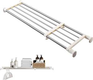 lot 4126 image: BAOYOUNI Adjustable Closet Rod 33-46 Tension Shelf Organizer