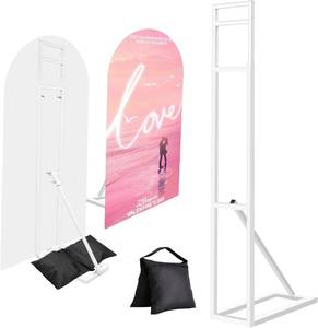 lot 4129 image: $56 Wedding Backdrop Stand, Adjustable Metal Arch with Foldable Base