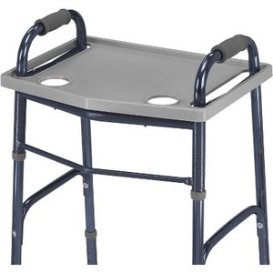lot 4146 image: DMI Walker Tray with Cup Holders, Portable & Multipurpose, Gray