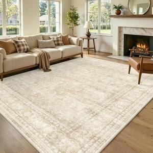 lot 4101 image: 6x9 Ft Large Area Rug  Soft Non-Slip, Machine Washable, Beige