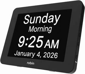 lot 4159 image: $55 Robin Day Clock for Seniors, 8 Digital Calendar with Talking