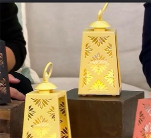 lot 4180 image: Candle Impressions Set of 2 Mini Resin Spring Lanterns, Butter YELLOW