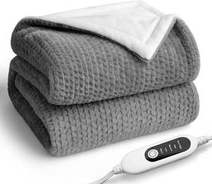 lot 4198 image: Electric Heated Blanket, Faux Fur & Soft Flannel, 50x60in, Grey