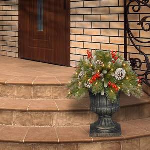 lot 4202 image: $66 National Tree Company 18-in Pre-Lit Artificial Pine & Berry Decor