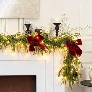 lot 4204 image: HipTree 9ft Pre-Lit Real Touch Norfolk Garland with Lights