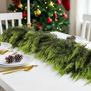 lot 4207 image: 2 Pcs Artificial Cedar Garlands, 6 ft Real-Touch Cedar Garland