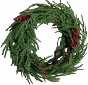 lot 4208 image: Northern Lights Real Feel Pine and Berries GarlandWreath 7