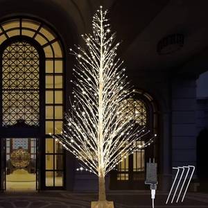 lot 4210 image: $140 7ft Lighted Birch Tree with 1000 LED Fairy Lights, TwinkleSteady, see