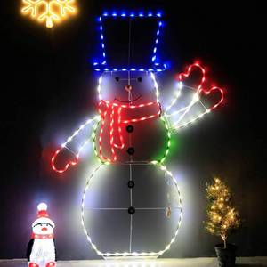 lot 4211 image: $100 Lighted Christmas Snowman 195 LED with Controller - Pre-lit Neon