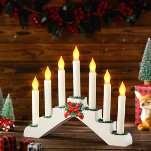lot 4216 image: Bokon Swedish Candelabra 7 Flameless Candles Bridge Holder White