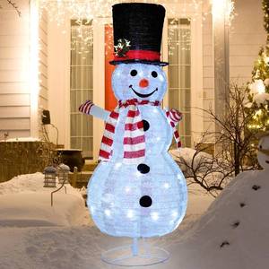 lot 4219 image: Buheco Light Up Snowman Xmas Decor - 3.6ft, 48 LED, Metal Stand