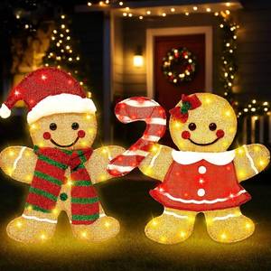 lot 4222 image: Gingerbread Outdoor Christmas Decor with 70 LED Lights, 2D