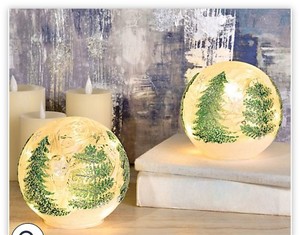 lot 4228 image: Winter Forest Set of 2 6 Illuminated Spheres by Valerie