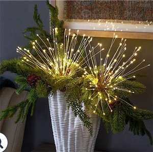 lot 4232 image: Bethlehem Lights (2) Star Bursts with Remote - Silver Wire